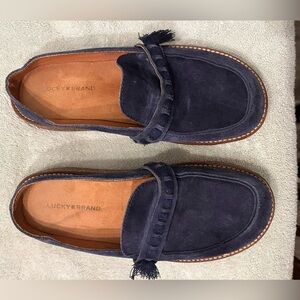 Lucky Brand Women’s Dark Blue Suede Mules
